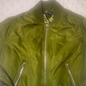 Topshop Women’s Olive Green Full Zip Bomber Jacket Size 4